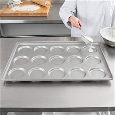 RK Bakeware China 3 Inch Glazed Aluminumized Steel Hamburger Bun Pan Baking Tray