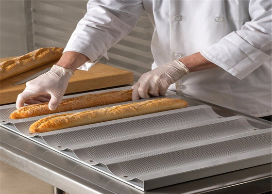 RK Bakeware จีน Foodservice NSF 5 ขนม อลูมิเนียม ถังขนม ไม่สติ๊ก สล็อตกว้าง Baguette ขนมปังฝรั่งเศส