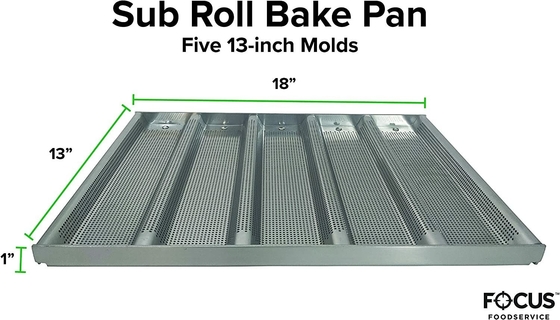 RK Bakeware China Foodservice NSF เครื่องทําเบเกอรี่พาณิชย์ 5 Count 3 Inch Sub Sandwich Roll Pan Baking Tray