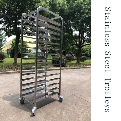 Rk Bakeware จีน-สแตนเลส Flatpack Rack Trolleys ออกแบบสําหรับ 16 นิ้ว &amp; 18 นิ้วเทรย์